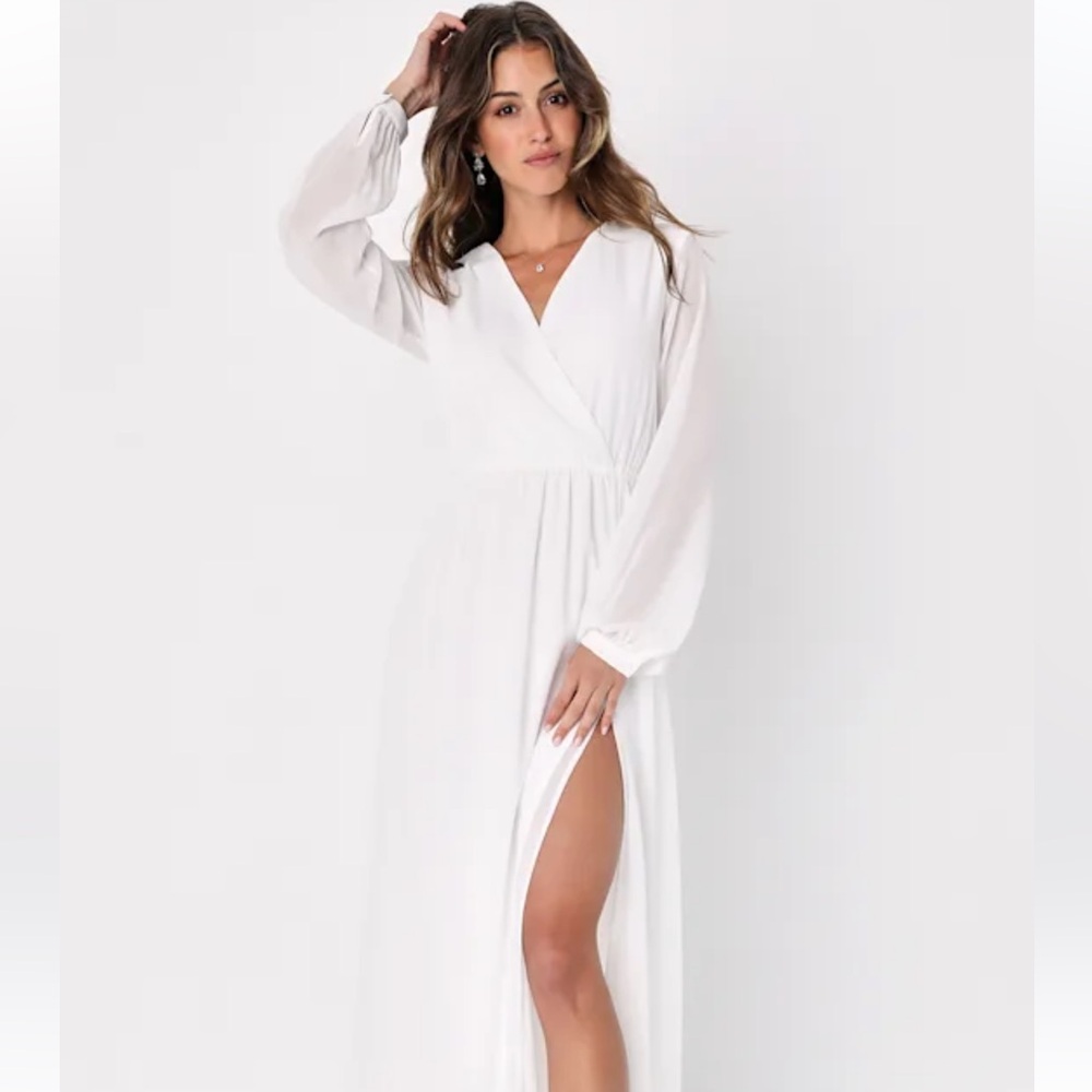 Lulus Wondrous Water Lilies White Maxi Dress